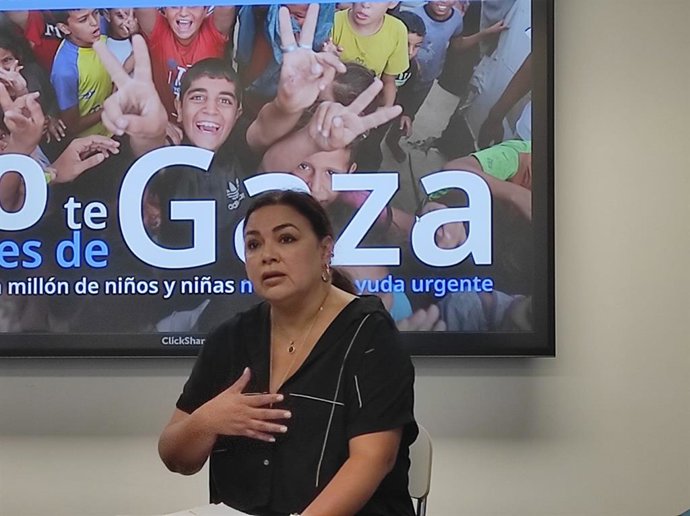 Archivo - Arquivo - A chefe do escritório do Fundo das Nações Unidas para a Infância (UNICEF) na Faixa de Gaza, Sonia Silva, durante um evento em Madri, em 21 de abril de 2026