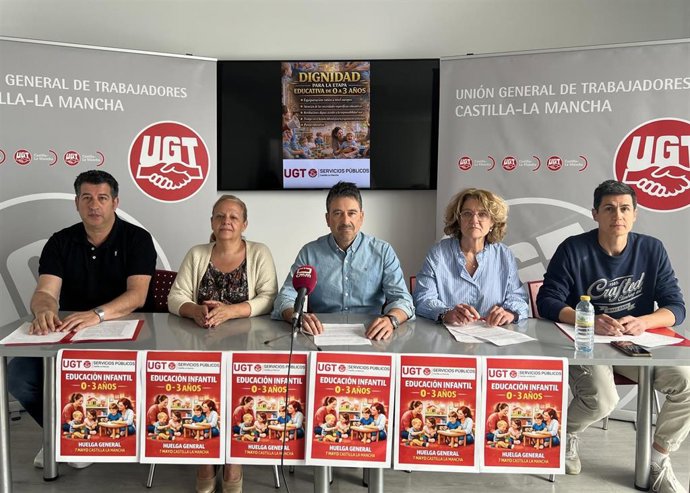 Rueda de prensa de UGT sobre la convocatoria de huelga en las escuelas infantiles de C-LM.