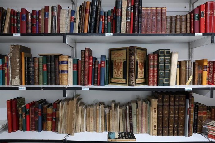 Archivo - Libros en una estantería en la 47ª Feria del Libro Antiguo y de Ocasión, a 8 de mayo de 2025, en Madrid (España).