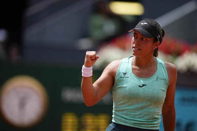 La tenista española Jessica Bouzas durante su debut en el Mutua Madrid Open.