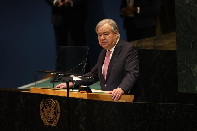 March 23, 2026, New York, New York, USA: UN Secretary General, ANTONIO GUTERRES speaks at a UN General Assembly meeting on the elimination of racism, racial discrimination, xenophobia and related intolerance, commemorating the International Day for the El