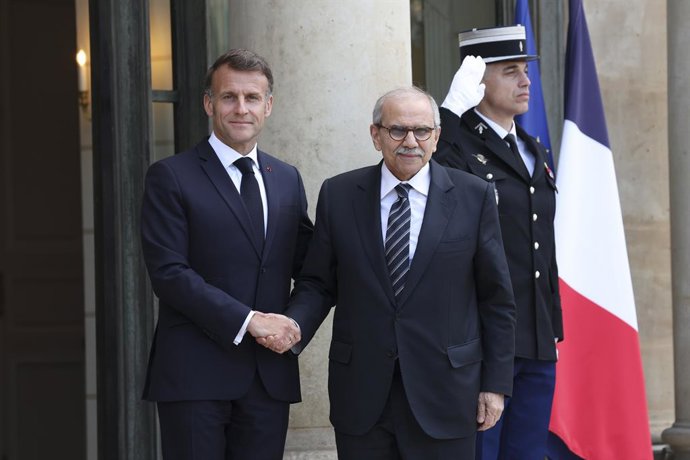 April 21, 2026, Paris, France, France: Le Président de la République, Emmanuel Macron reÃoit Nawaf Salam, Premier Ministre de la République libanaise, ce mardi 21 avril, au Palais de l'Élysée.