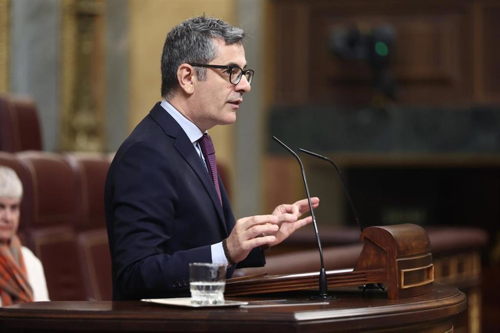 El ministro de la Presidencia, Félix Bolaños, durante un pleno en el Congreso de los Diputados, a 15 de abril de 2026, en Madrid (España).