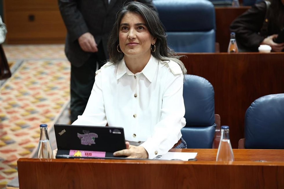 La portavoz de Más Madrid en la Asamblea, Manuela Bergerot, durante una sesión plenaria en la Asamblea de Madrid, a 16 de abril de 2026, en Madrid (España). Foto de archivo
