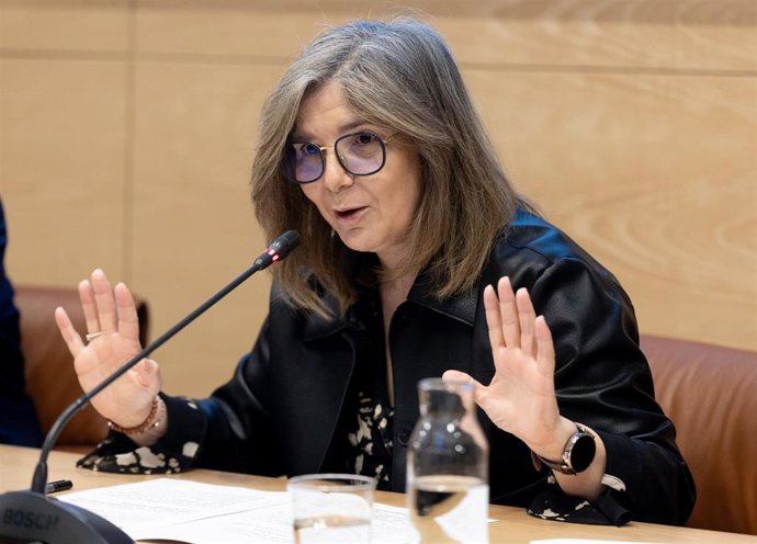 La secretaria de Estado de Migraciones, Pilar Cancela, durante una jornada sobre el proceso de regularización de Migrantes en el Ministerio de Inclusión, Seguridad Social y Migraciones, a 22 de abril de 2026, en Madrid (España). La jornada es impartida po