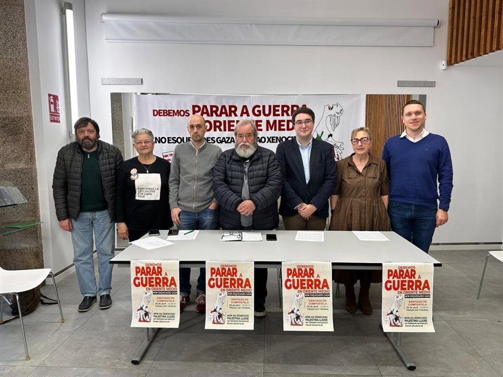 Rueda de prensa de PararLaGuerra.Es para anunciar concentraciones convocadas para el próximo 25 de abril, a 22 de abril de 2026.