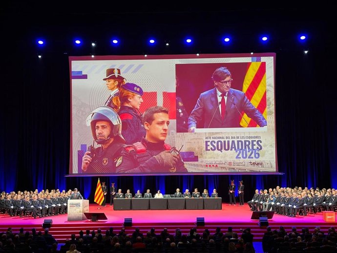 El presidente de la Generalitat, Salvador Illa, en la clausura del acto del Dia de les Esquadres 2026 este miércoles en el Centre de Convencions Internacional de Barcelona (CCIB)