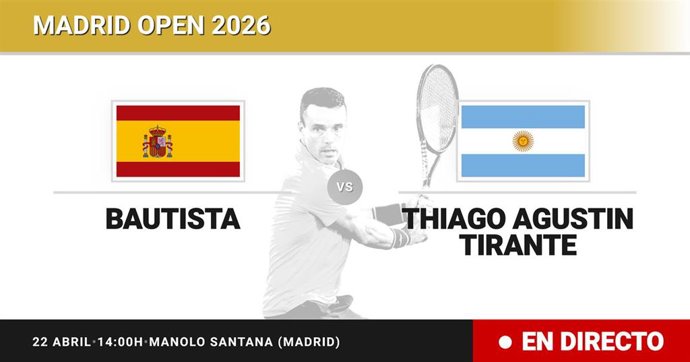 Roberto Bautista Agut - Thiago Agustin Tirante: resumen y estadísticas del partido de Sesentaicuatroavos de final de Madrid Open