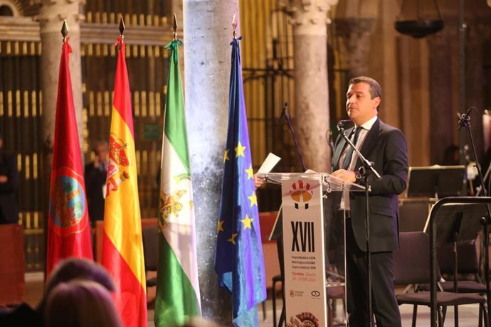 Archivo - El alcalde de Córdoba José María Bellido, interviene en la inauguración del 17 Congreso Mundial de la Organización de Ciudades Patrimonio de la Humanidad (OCPM). A 24 de septiembre de 2024, en Córdoba (Andalucía, España).