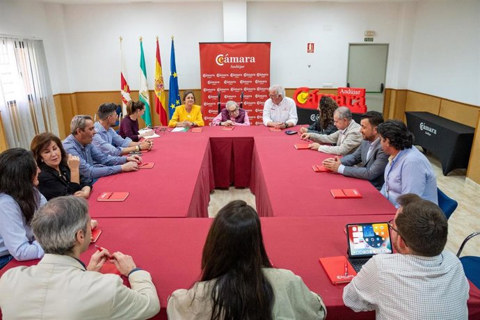 La consejera de Sostenibilidad y Medio Ambiente, Catalina García, durante la reunión con la Cámara de Comercio e Industria de Andújar