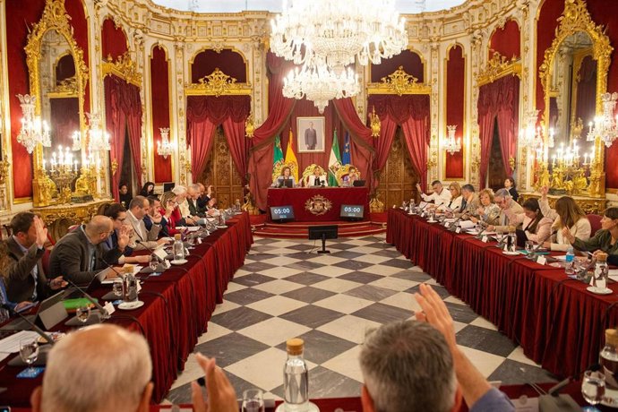 Pleno ordinario de abril de la Diputación de Cádiz en el Palacio Provincial.