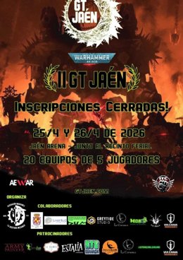 Cartel del torneo GT 40K de Warhammer en Jaén.