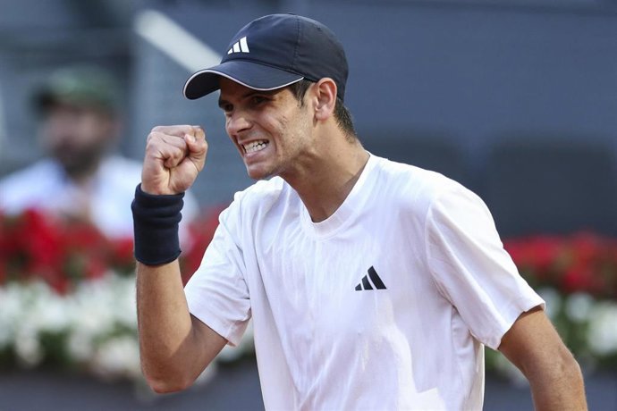 El tenista español Rafael Jódar durante su debut en el Mutua Madrid Open.