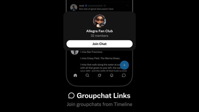 Conversas em grupo no XChat.
