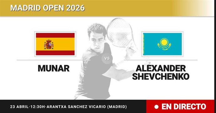 Jaume Munar - Alexander Shevchenko: resumen y estadísticas del partido de Sesentaicuatroavos de final de Madrid Open
