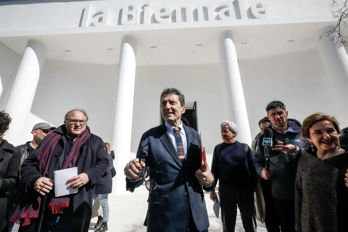 Presentación del Pabellón Central, completamente renovado, en los Giardini della Biennale. Pietrangelo Buttafuoco, presidente de la Bienal. Venecia, 19 de marzo de 2026
