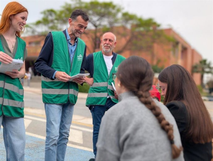 El coordinador federal de Izquierda Unida (IU) y candidato de la coalición Por Andalucía a la presidencia de la Junta, Antonio Maíllo, en la Universidad de Málaga.