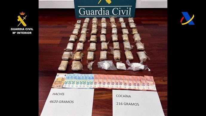 Detenido en el Puerto de Bilbao con más de 4,6 kilos de hachís y 216 gramos de cocaína ocultos en un vehículo.