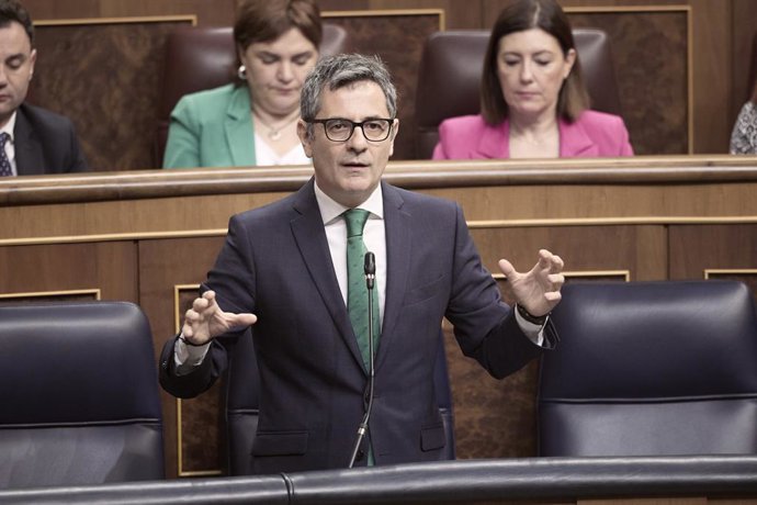 El ministre de la Presidència, Félix Bolaños, durant una sessió plenària en el Congrés, a 22 d'abril de 2026, a Madrid (Espanya).