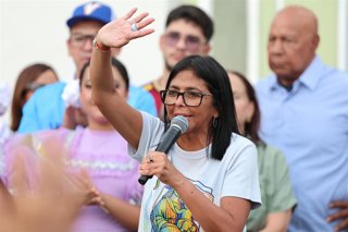 La presidenta encargada de Venezuela, Delcy Rodríguez, en un acto en el estado de Lara, en el noroeste del país