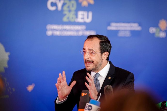 El presidente de Chipre, Nikos Christodoulides, a su llegada a la segunda jornada de cumbre de líderes de la Unión Europea (UE) en Nicosia