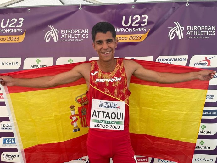 Archivo - Mohamed Attaoui, durante el Campeonato de Europa de atletismo sub-23.