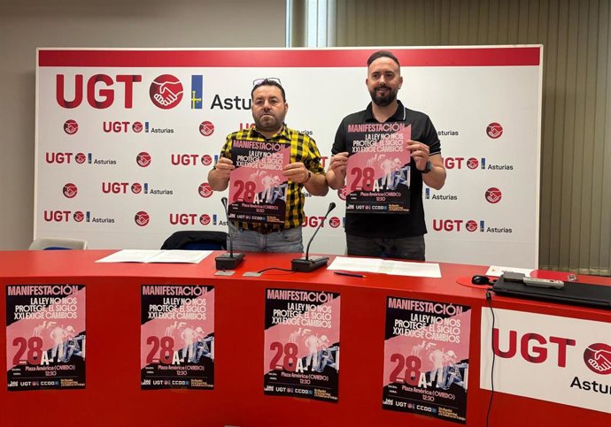 El secretario de Salud Laboral y Medioambiente de UGT Asturias, Marino Fernández Reinaldo, y el responsable de Salud Laboral de CCOO de Asturias, Juan Manuel Suárez Baragaño.