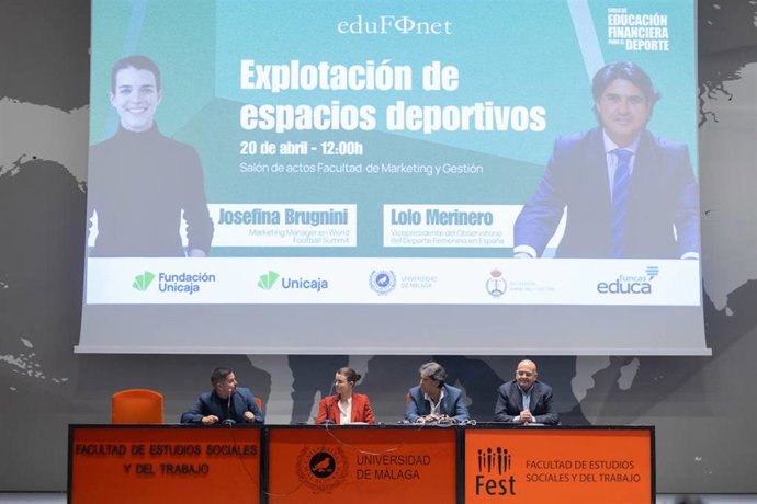 Arnie Zareei, Josefina Brugnini, Lolo Merinero y Daniel Ruiz en Ciclo de Educación financiera para el Deporte celebrada por el Proyecto Edufinet