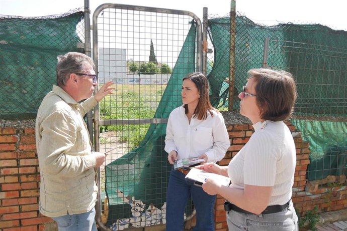 La candidata socialista Nines Díaz (c), junto a responsables del PSOE en La Carolina.