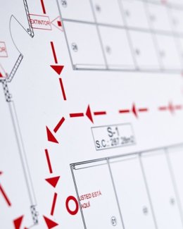 Plànol per indicar les sortides d'emergència d'un establiment