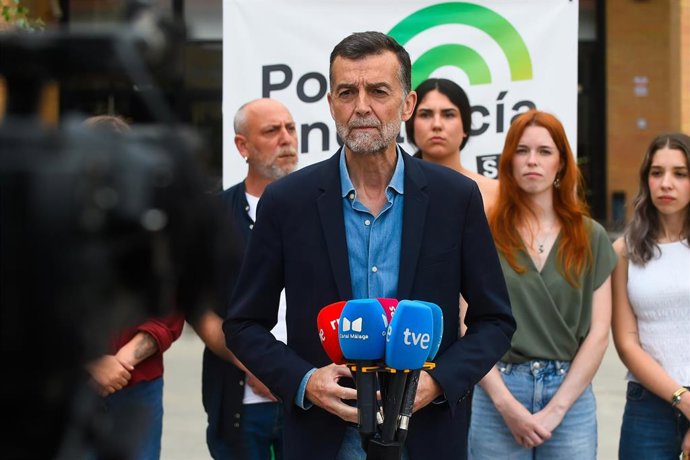 El candidato de Por Andalucía a la Presidencia de la Junta, Antonio Maíllo, en una comparecencia de prensa en Málaga para informar sobre asuntos relacionados con universidades. A 23 de abril de 2026. (Foto de archivo).