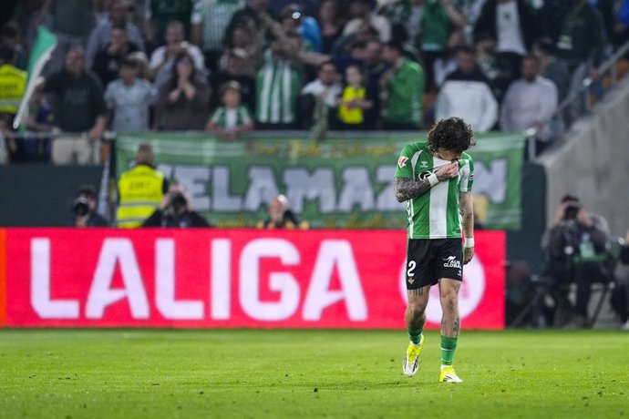 Archivo - Hector Bellerin of Real Betis celebrates a goal during the Spanish league, LaLiga EA Sports, football match played between Real Betis and RC Celta de Vigo at La Cartuja stadium on March 15, 2026, in Sevilla, Spain.