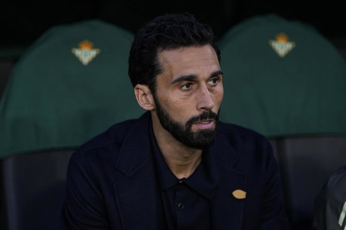 Alvaro Arbeloa, head coach of Real Madrid, looks on during the Spanish league, LaLiga EA Sports, football match played between Real Betis and Real Madrid at La Cartuja stadium on April 24, 2026, in Sevilla, Spain.