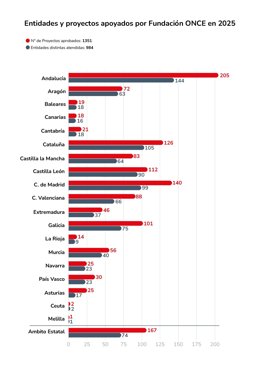 Fundación ONCE apoyó la labor de un total de 984 asociaciones de personas con discapacidad en 2025