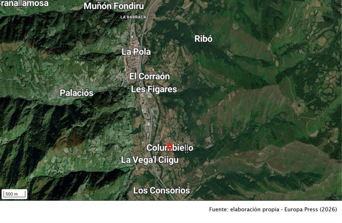 Localidad del suceso en Lena