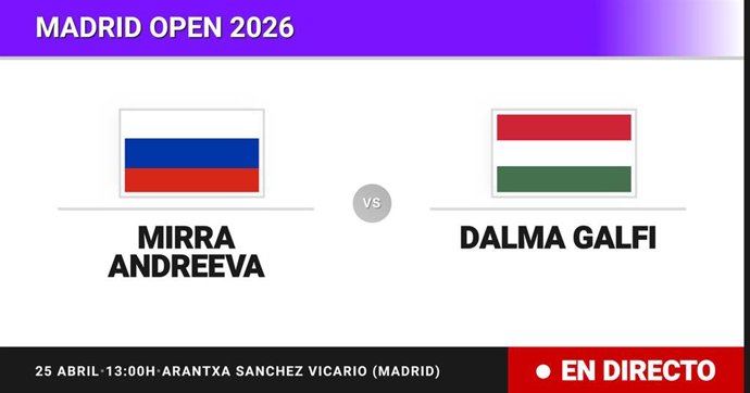Mirra Andreeva - Dalma Galfi: resumen y estadísticas del partido de Dieciseisavos de final de Madrid Open