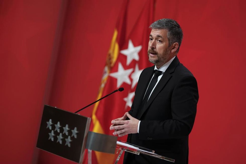 Archivo - El consejero de Presidencia, Justicia y Administración Local de la Comunidad de Madrid, Miguel Ángel García Martín, en rueda de prensa posterior al Consejo de Gobierno