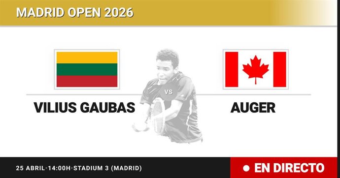 Vilius Gaubas - Felix Auger-Aliassime: resumen y estadísticas del partido de Treintaidosavos de final de Madrid Open