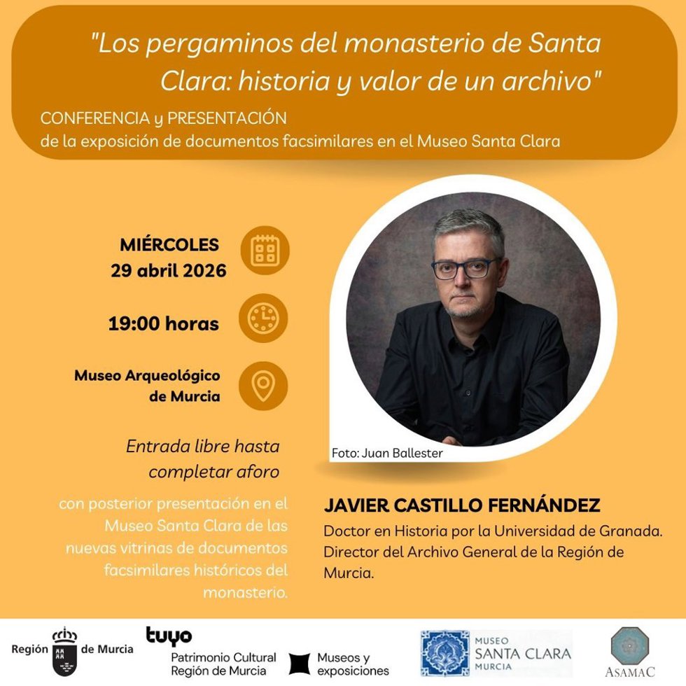 Cartel de la conferencia de Javier Castillo que precederá a la apertura de la exposición.