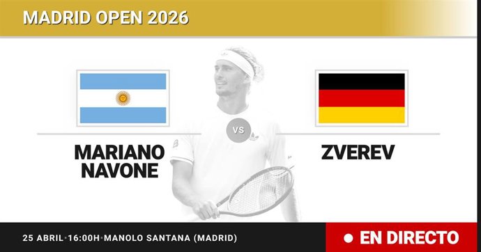 Mariano Navone - Alexander Zverev: resumen y estadísticas del partido de Treintaidosavos de final de Madrid Open