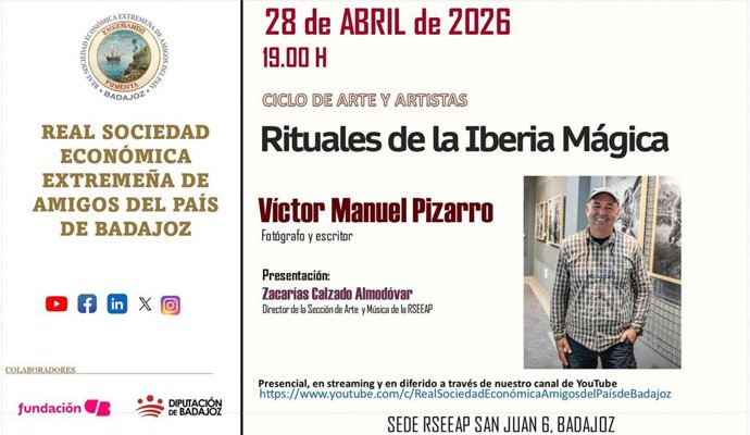 Archivo - Cartel de la conferencia sobre creencias, tradiciones y universo simbólico de la península ibérica que se celebra este martes, 28 de abril, en Badajoz.