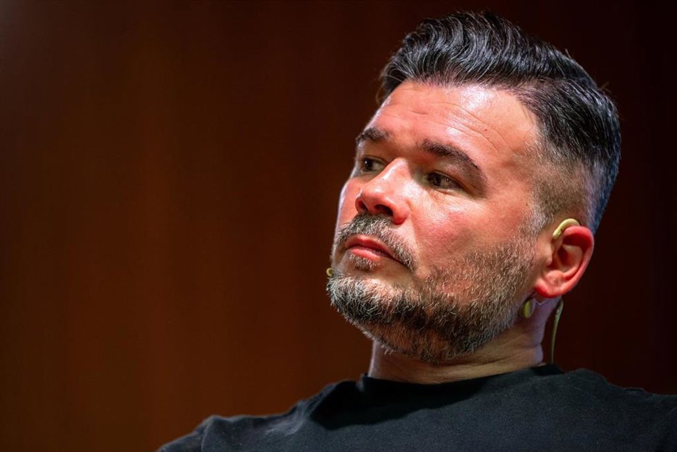 El portavoz de ERC en el Congreso de los Diputados, Gabriel Rufián, durante el diálogo 'Què s'ha de fer?', a 9 de abril de 2026, en Barcelona, Catalunya (España). 