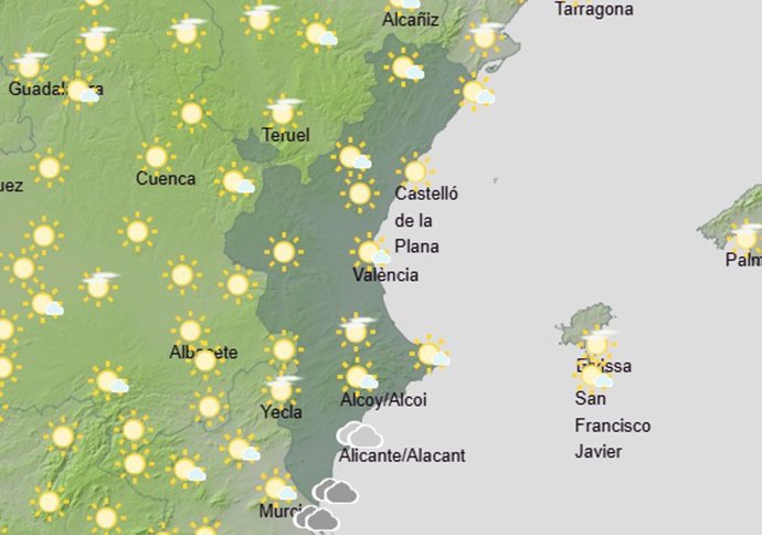 Predicción del tiempo para este domingo 26 de abril de 2026 en la Comunitat Valenciana
