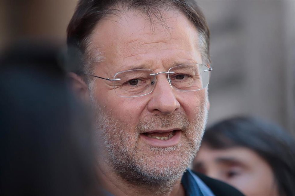 Archivo - El secretario xeral de la Confederación Intersindical Galega (CIG), Paulo Carril, durante una concentración ante el Ayuntamiento de O Porriño