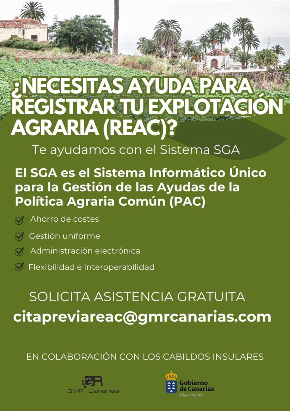 Servicio gratuito de asistencia administrativa al sector primario para la inscripción de fincas en el REAC