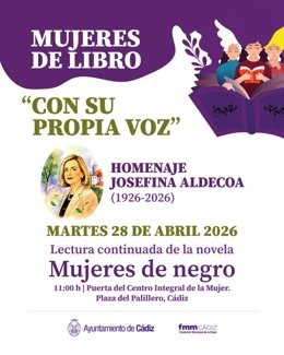 La Fundación Municipal de la Mujer del Ayuntamiento de Cádiz celebra martes una lectura de la novela 'Mujeres de negro'.