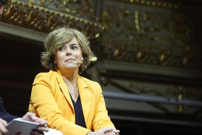 Archivo - La exvicepresidenta del Gobierno de España, Soraya Sáenz de Santamaría, interviene durante la quinta edición del Gran Foro del Talento, en el Teatro Real, a 16 de mayo de 2024, en Madrid (España). 