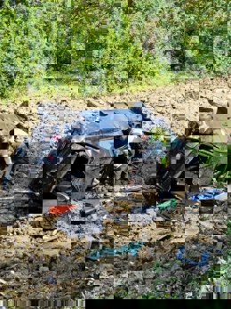 Imagen del vehículo accidentado en Egüés.