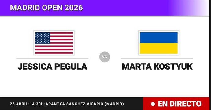 Jessica Pegula - Marta Kostyuk: resumen y estadísticas del partido de Dieciseisavos de final de Madrid Open