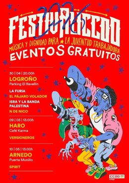Presentada una nueva edición del 'FestivaliCCOO': Música y dignidad para la juventud en Logroño, Haro y Arnedo